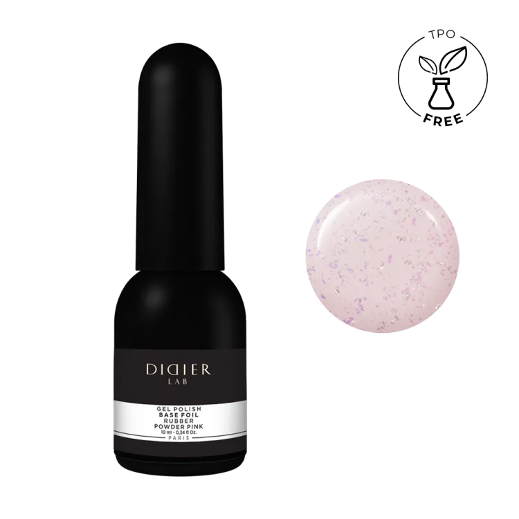 Maskuojanti kaučiukinė bazė su folija Rubber Base Foil, Powder Pink, Didier Lab