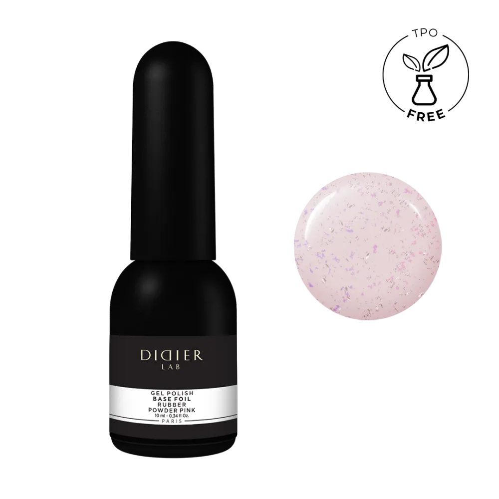 Maskuojanti kaučiukinė bazė su folija Rubber Base Foil, Powder Pink, Didier Lab