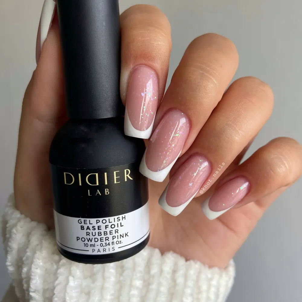 Maskuojanti kaučiukinė bazė su folija Rubber Base Foil, Powder Pink, Didier Lab