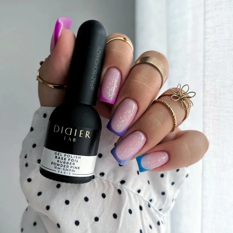 Maskuojanti kaučiukinė bazė su folija Rubber Base Foil, Powder Pink, Didier Lab