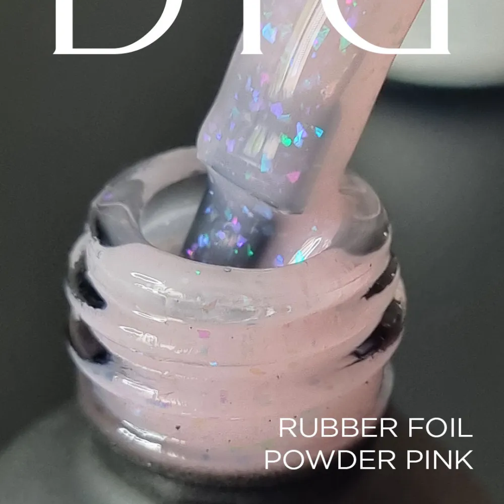 Maskuojanti kaučiukinė bazė su folija Rubber Base Foil, Powder Pink, Didier Lab