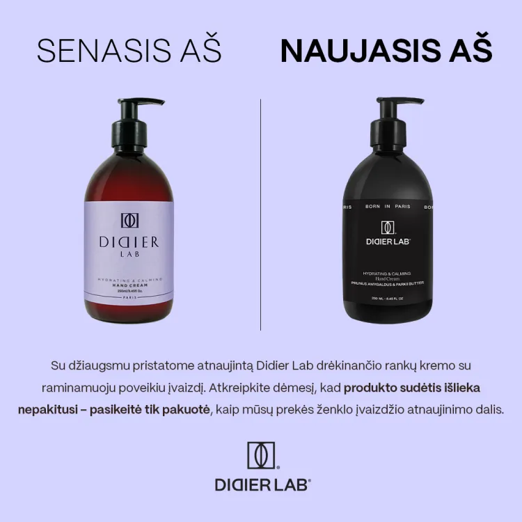 Drėkinantis rankų kremas su raminamuoju poveikiu Didier Lab, 250 ml