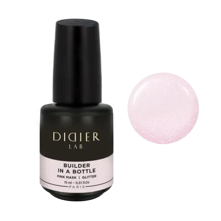 "Didier Lab" Builder Gel in a bottle, Pink Mask Glitter, 15ml