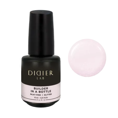 "Didier Lab" Builder Gel in a bottle, Milky Pink Glitter, 15ml