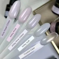 "Didier Lab" Builder Gel in a bottle, Milky Pink Glitter, 15ml