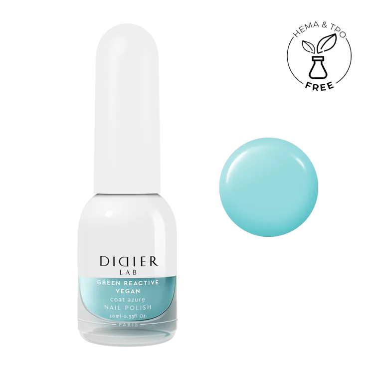 "Didier Lab" veganiškas nagų lakas "Green reactive", coat azure, 10ml