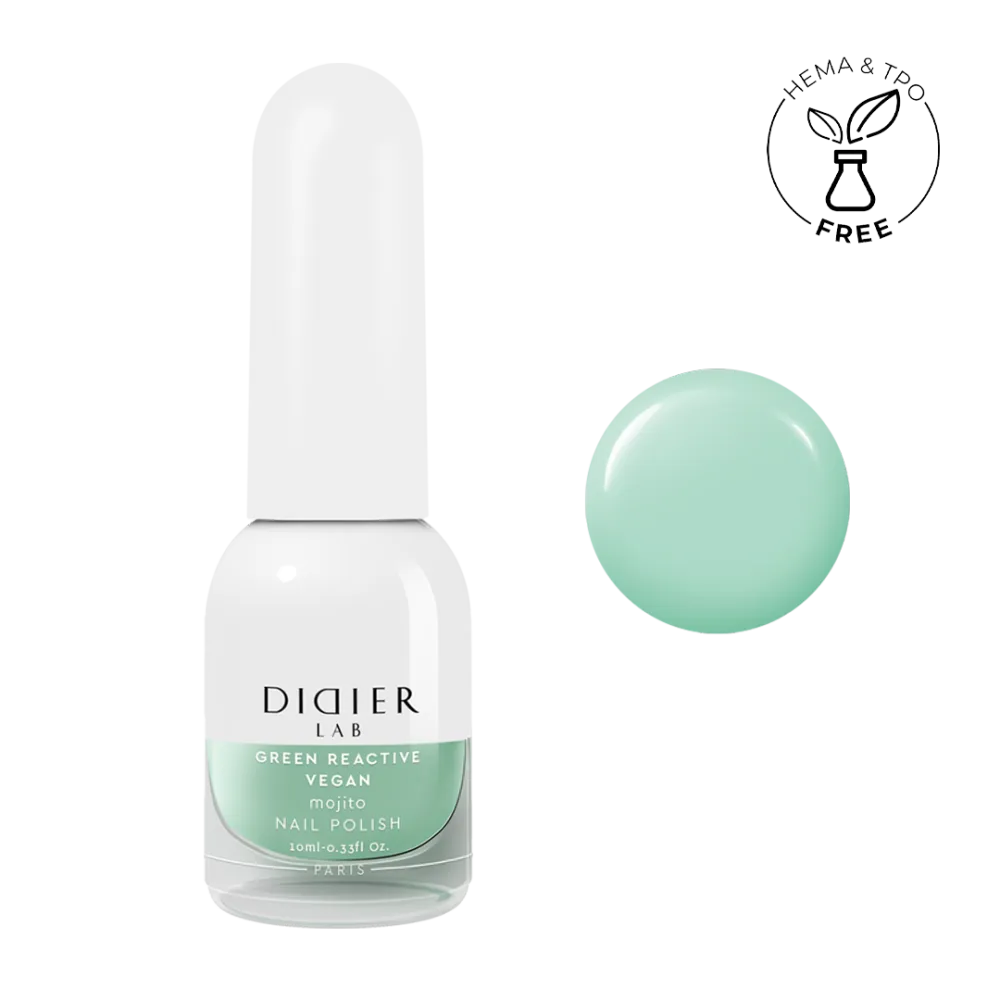 "Didier Lab" veganiškas nagų lakas "Green reactive", mojito, 10ml