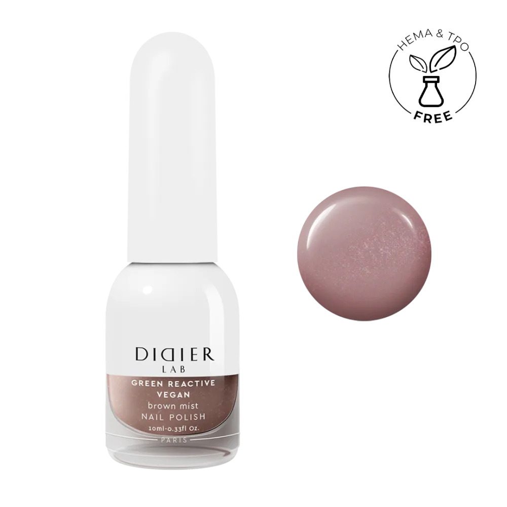 "Didier Lab" veganiškas nagų lakas "Green reactive", brown mist, 10ml