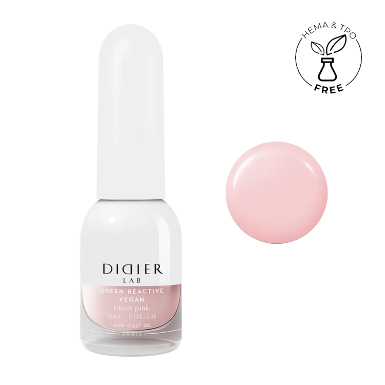 "Didier Lab" veganiškas nagų lakas "Green reactive", blush pink, 10ml